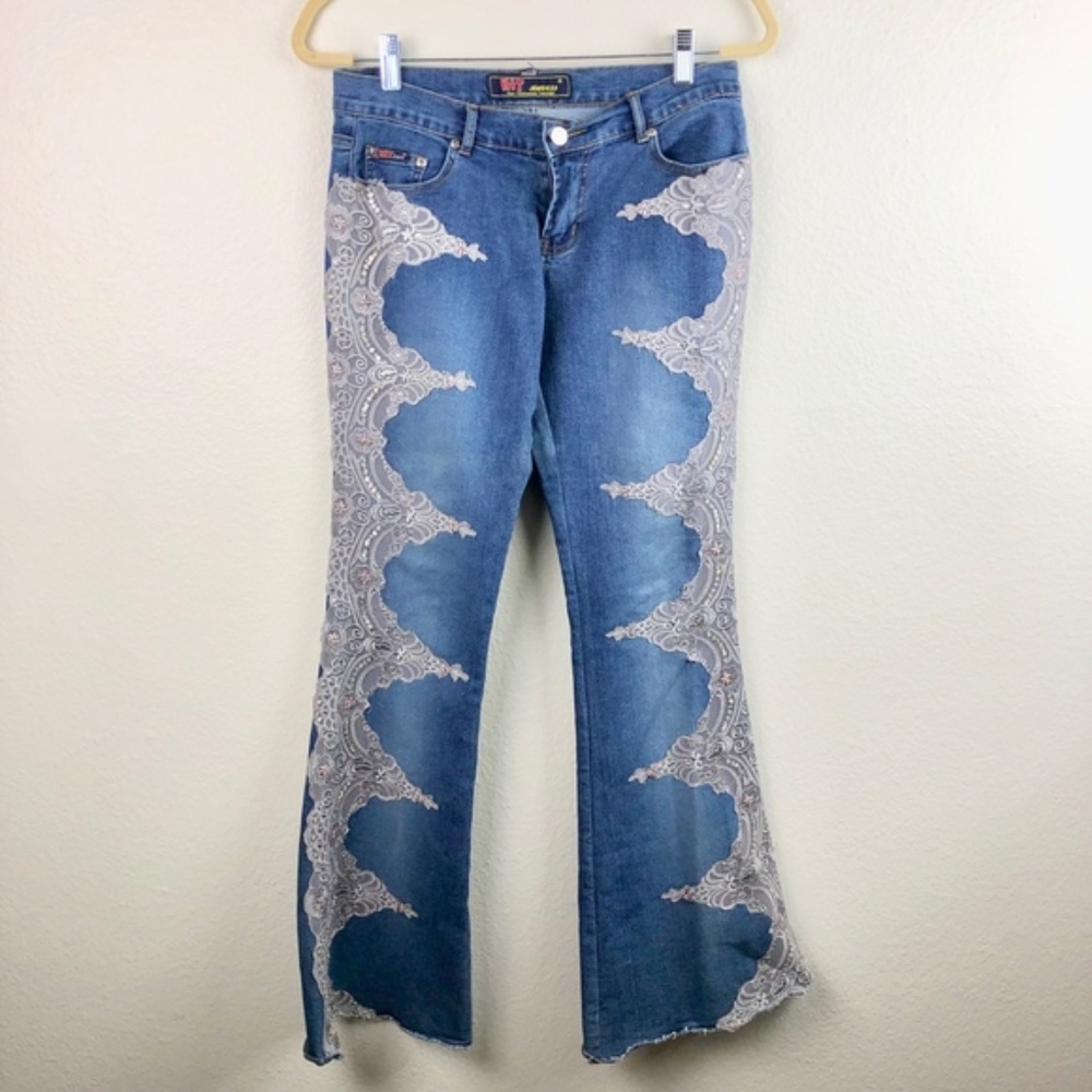 Hit Jeans USA Lace Embellished Flare Jeans